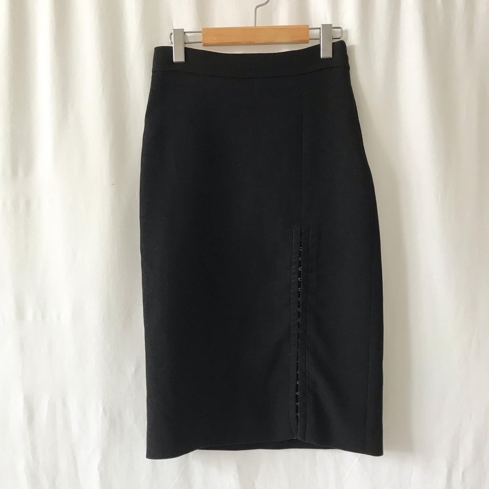 Zara black long hook slit pencil skirt  Size S